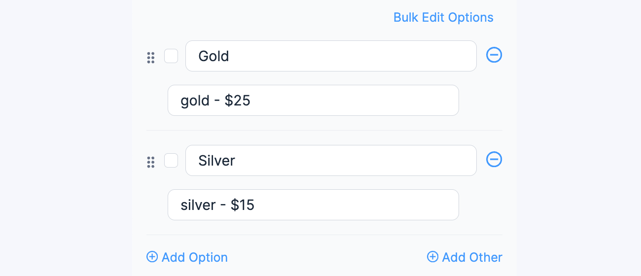 Field Calculations with Separate Values