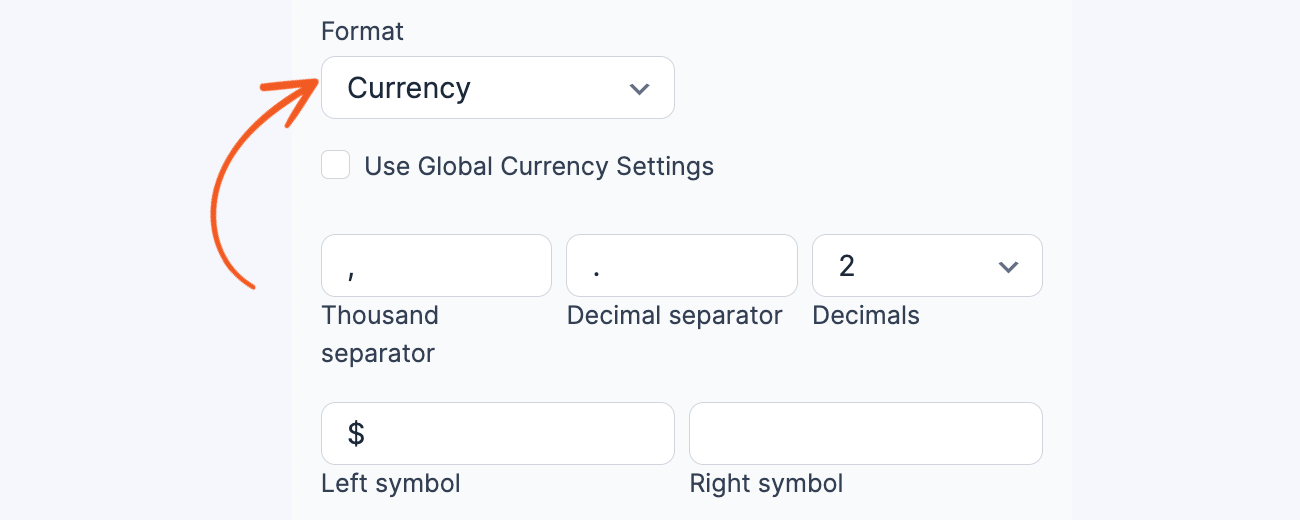 WordPress calculator custom currency format