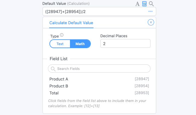 Field Options Calculations