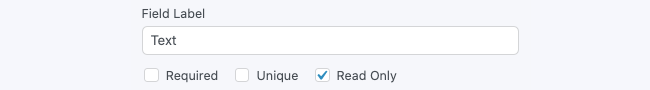 Field Options Type Read Only