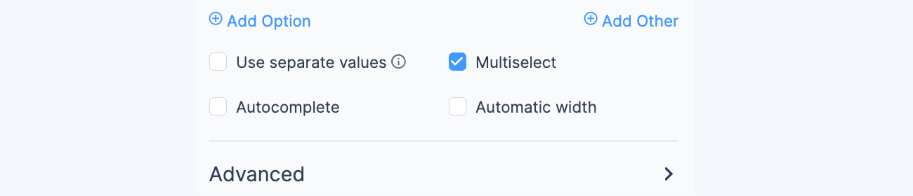 Enable Multiselect in the field options