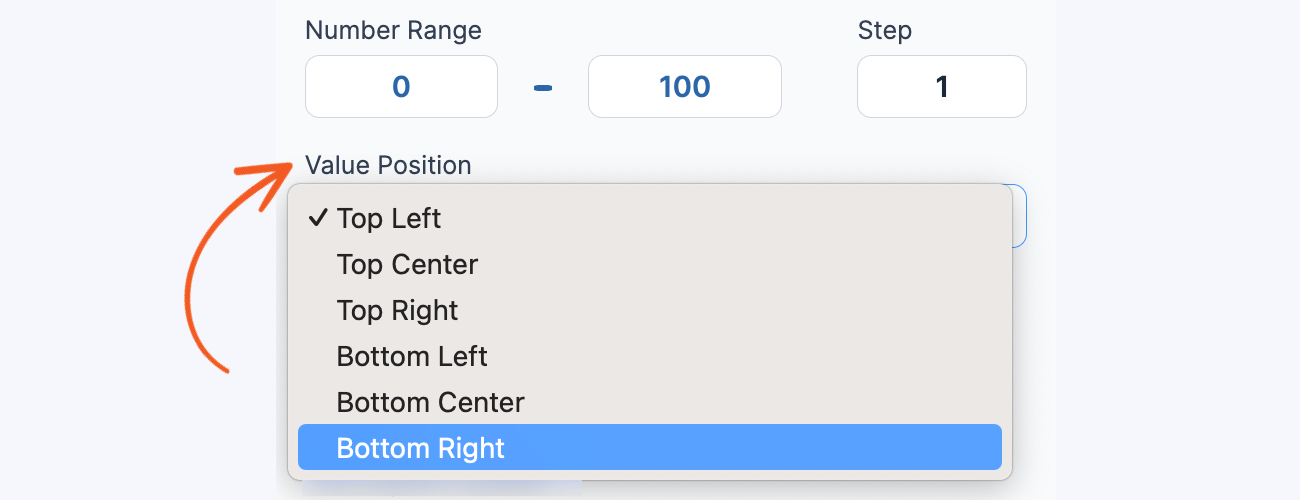 Slider Field option with Value position