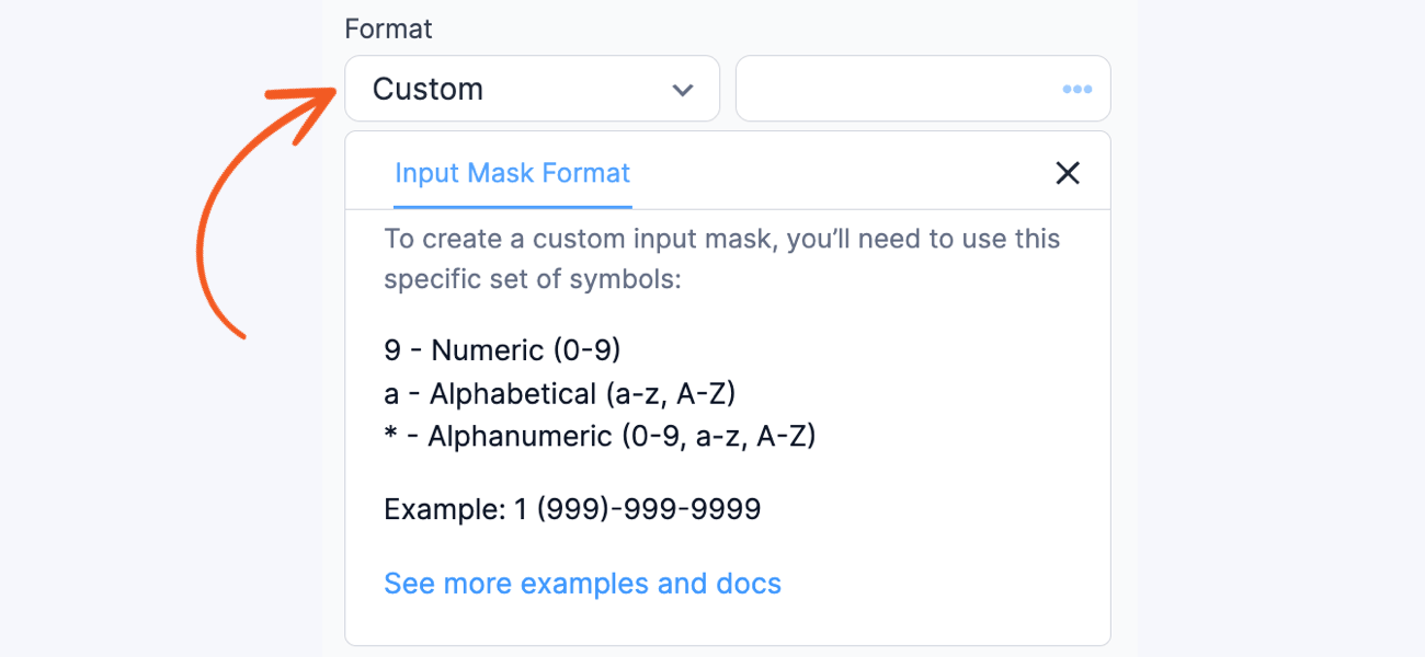 Field specific options - Custom Format