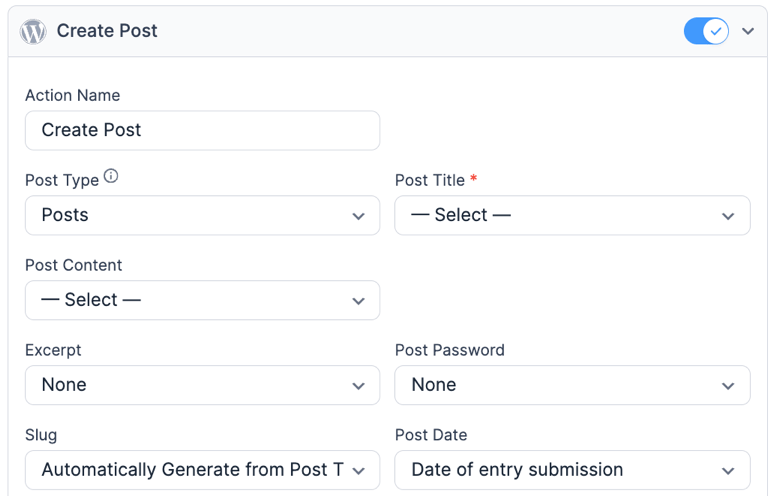 Form action to create a post