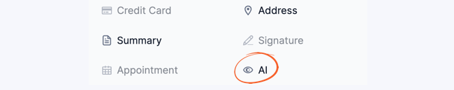 Field types available in the Form AI field