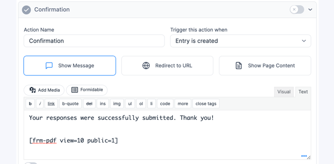 Forms to PDF - Custom PDF Publish Confirmation Action Forms to PDF - Custom PDF Publish Confirmation Action