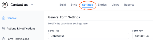 Front End Edit Form Settings