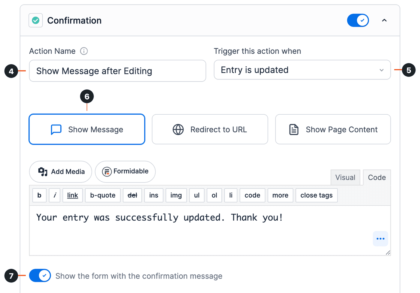 Front End Edit - Confirmation Show Message After Editing Front End Edit - Confirmation Show Message After Editing