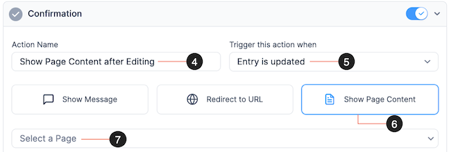 Front End Edit - Confirmation Show Page Content After Editing