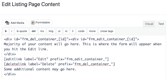Front End Edit - Edit and Delete in Place