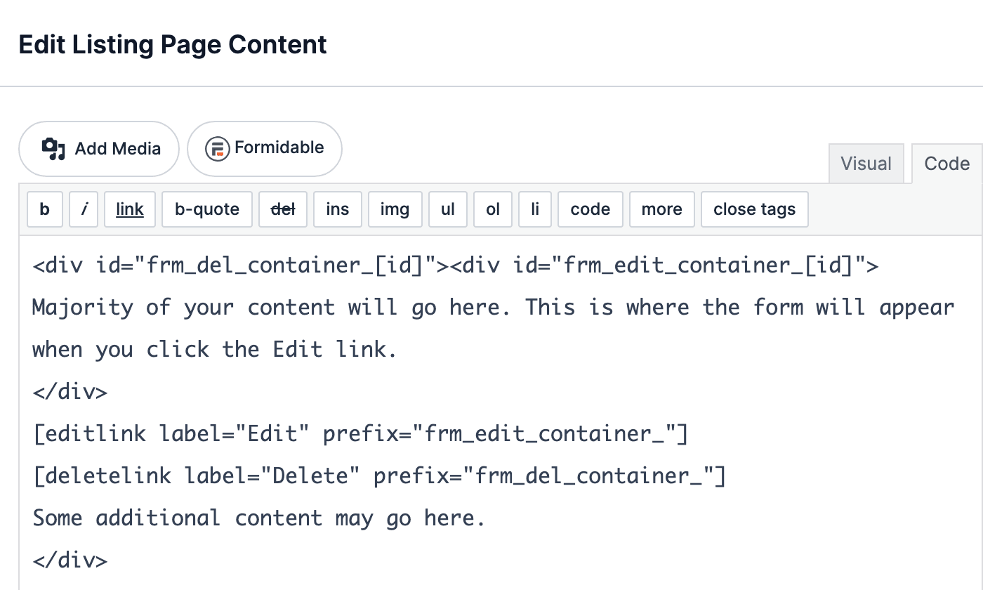 Front End Edit - Edit and Delete in Place Front End Edit - Edit and Delete in Place