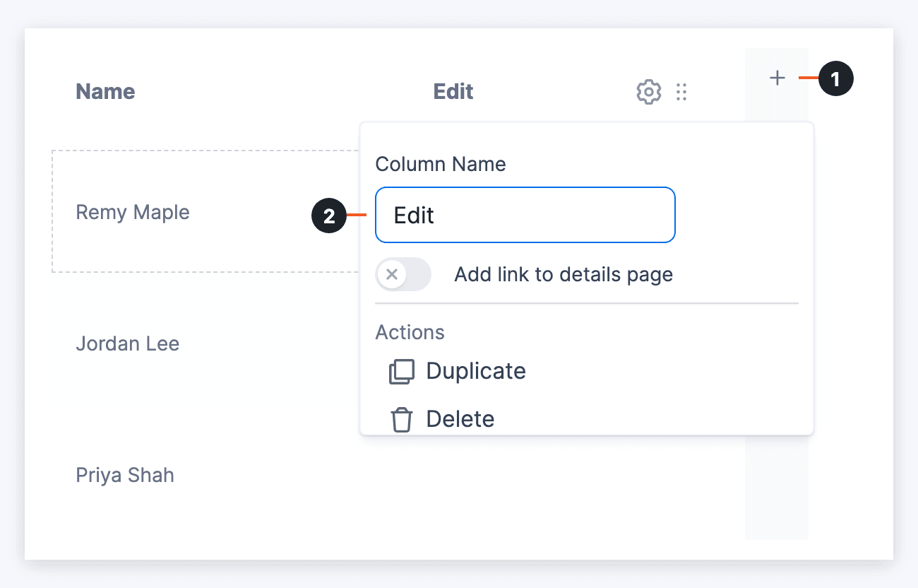Front-end Edit Table View - add an Edit column Front-end Edit Table View - add an Edit column