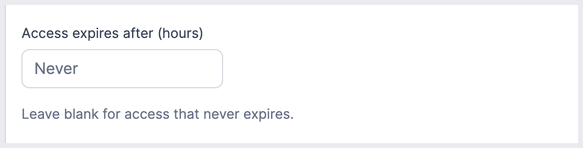 Access expires setting