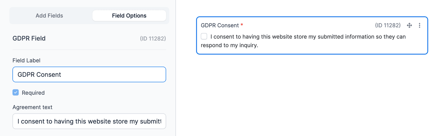 GDPR Compliance - GDPR Consent field options in the form builder GDPR Compliance - GDPR Consent field options in the form builder