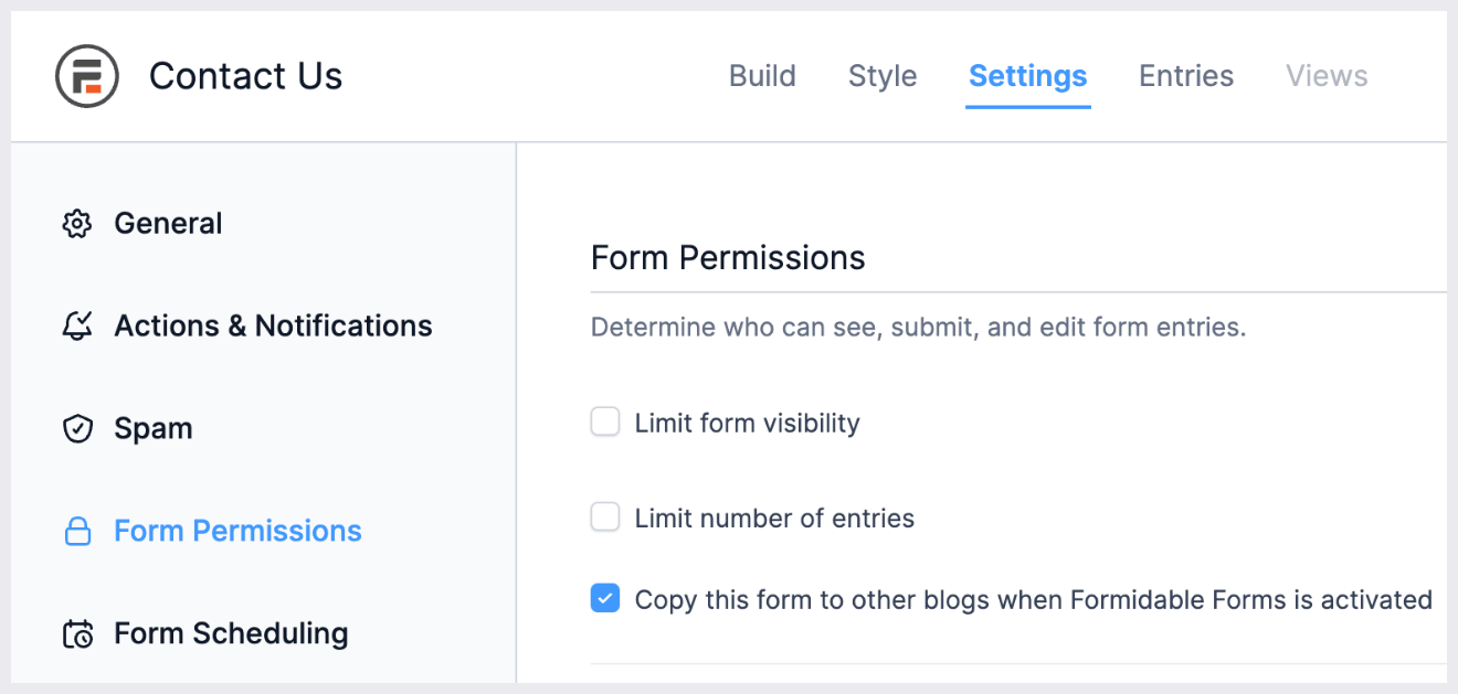 Form Settings Multisite Permissions Form Settings Multisite Permissions