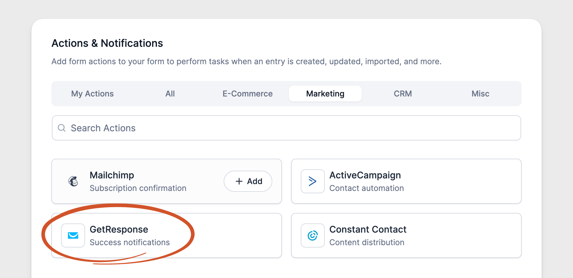 Formidable GetResponse Forms Action Icon