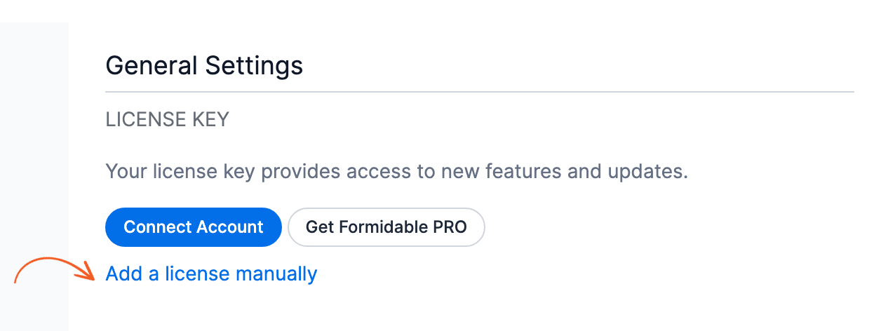Global Settings License Key - Add a license manually link Global Settings License Key - Add a license manually link