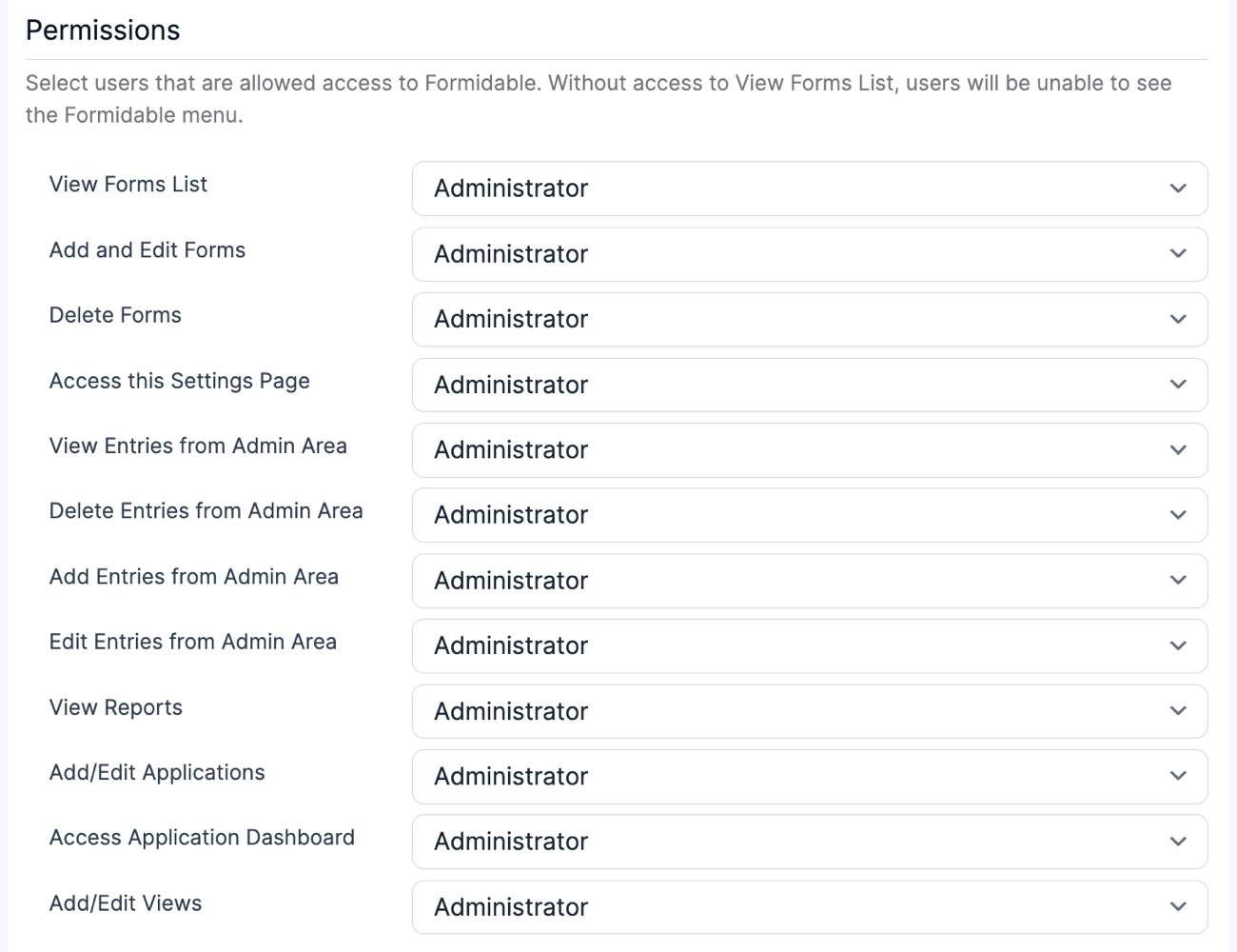 Global Settings Permissions