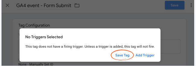 Google Analytics - Save Tag