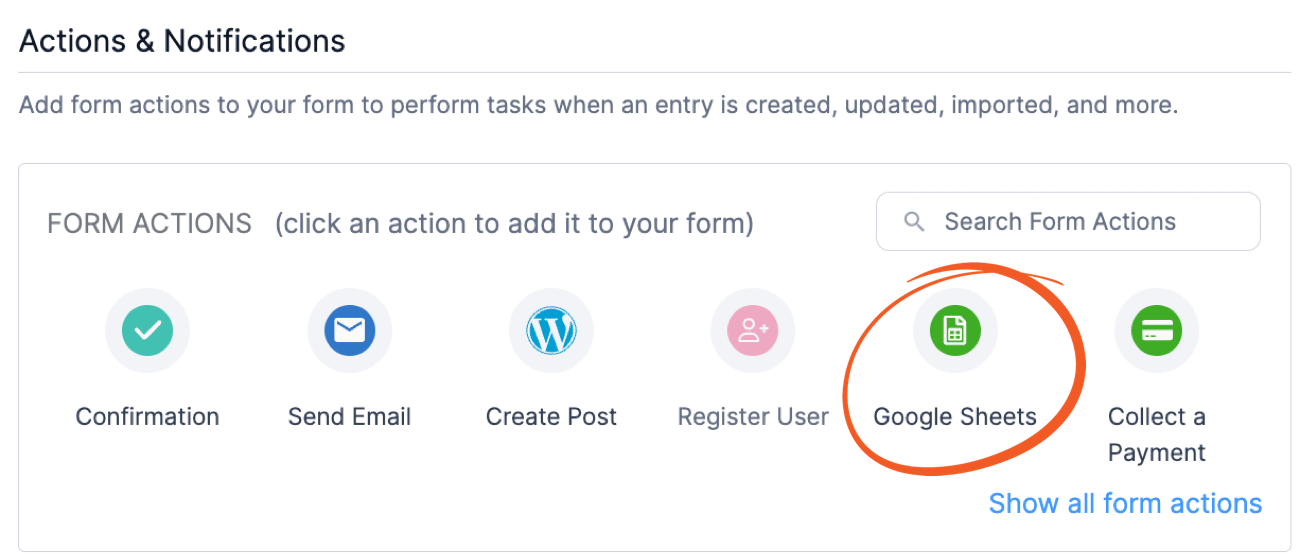 Google Sheets Form Action Icon
