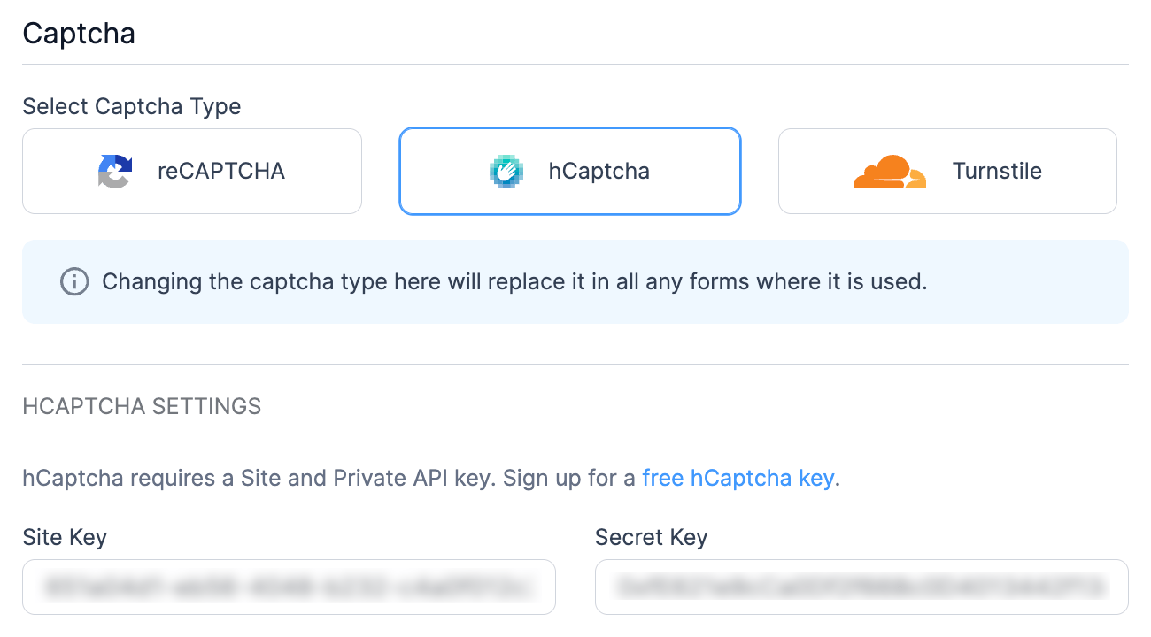 hCaptcha - Global Settings