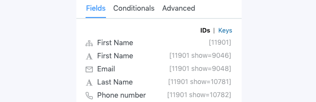 Insert Fields Dynamic show x=y