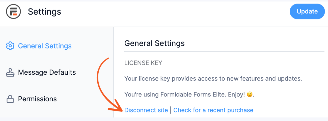 License Information - Disconnect site