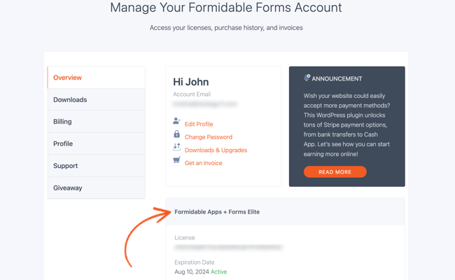 License Information - Account Overview