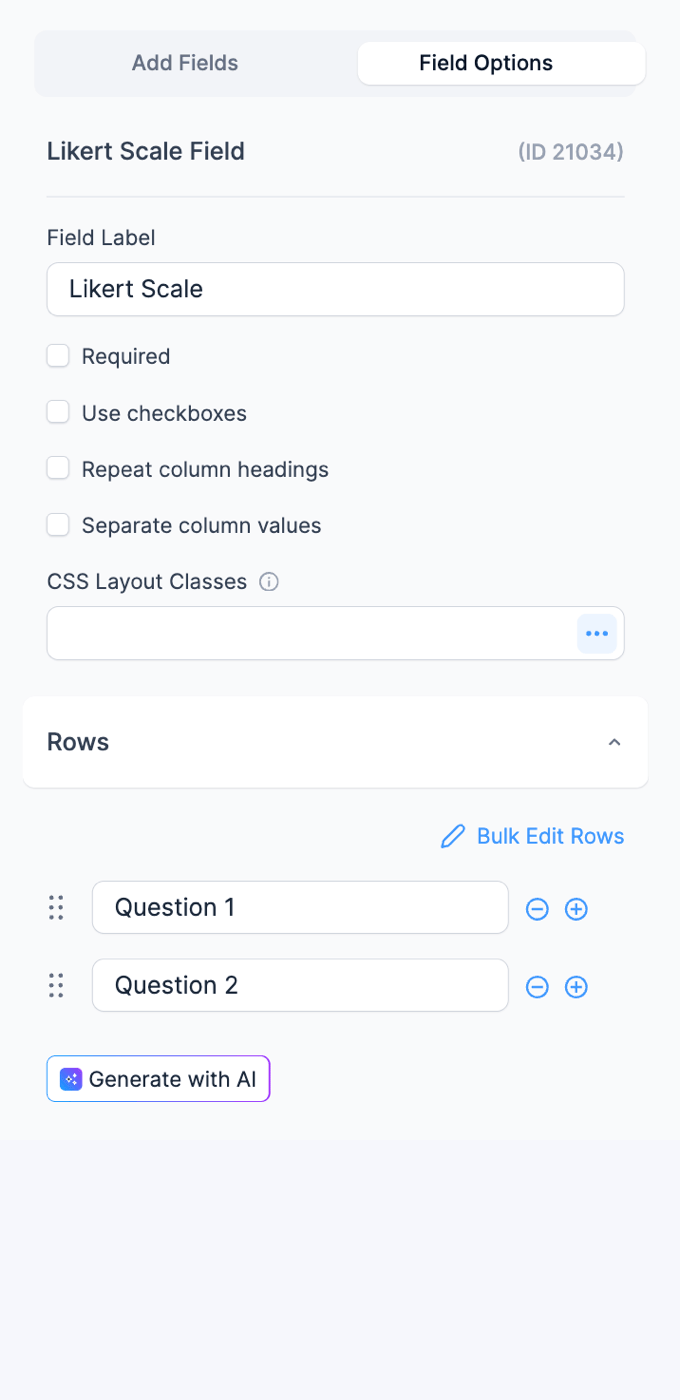 Likert Scale Field Options
