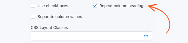 Likert Scale Repeat column headings