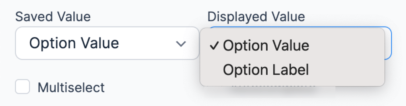 Lookup Displayed Value and Saved Value settings