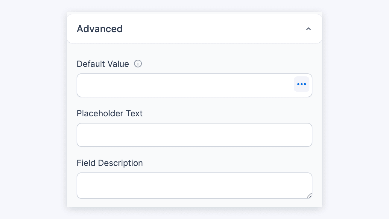Lookup Field Options - Advanced section, Default Value to Field Description