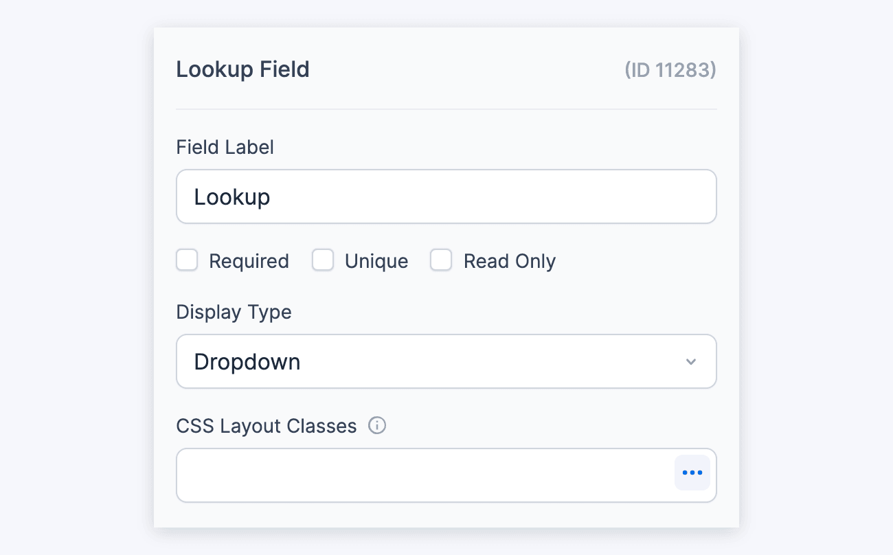 Lookup Field Options - Field Label to CSS Layout Classes