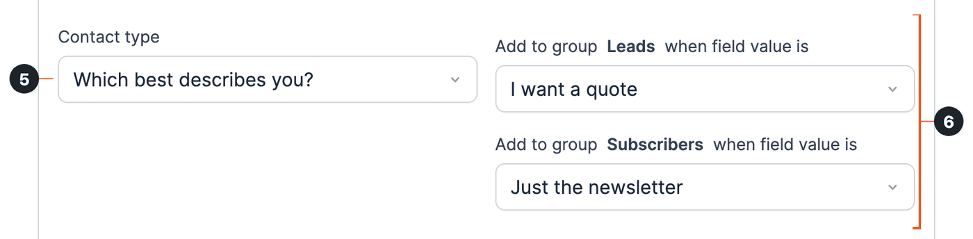 Mailchimp Group - group setting matched to a form field, with a field value for each group option