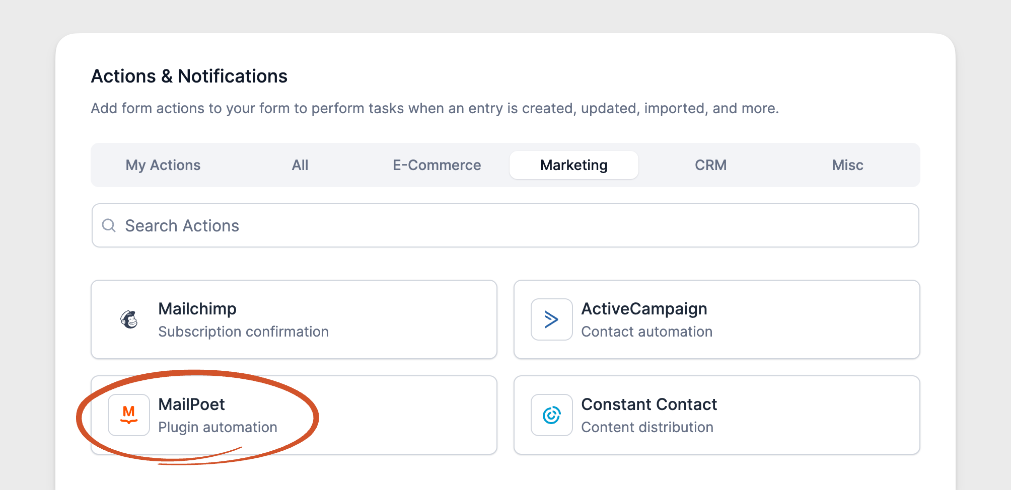 WordPress newsletter signup forms Mailpoet form action