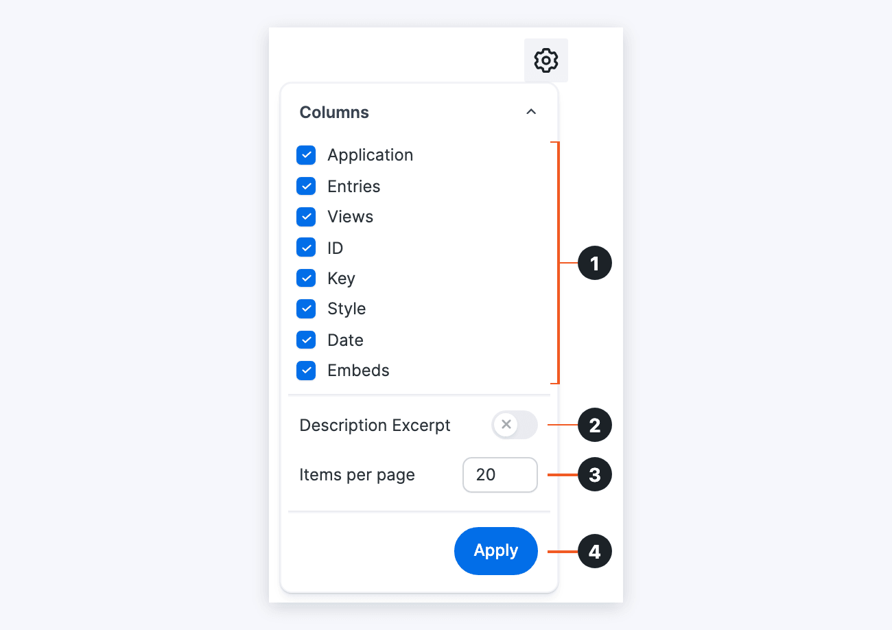 Manage Forms Listing - List settings Manage Forms Listing - List settings