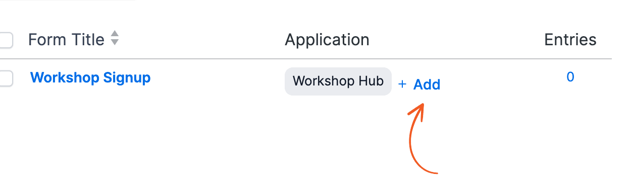 Manage Forms Listing - Application Add Button Manage Forms Listing - Application Add Button