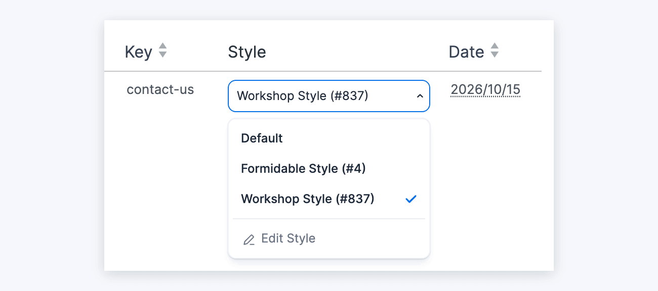 Manage Forms Listing - Change Style Manage Forms Listing - Change Style