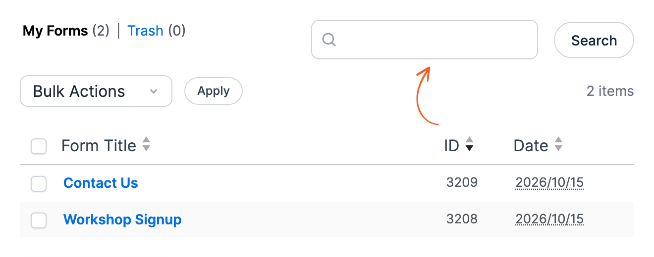 Manage Forms Listing Search Forms Manage Forms Listing Search Forms