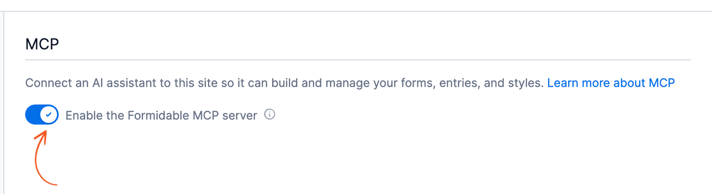 Global Settings MCP - Enable the Formidable MCP server
