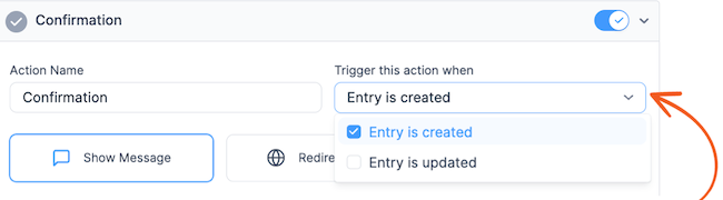 Form Confirmation - Trigger Action