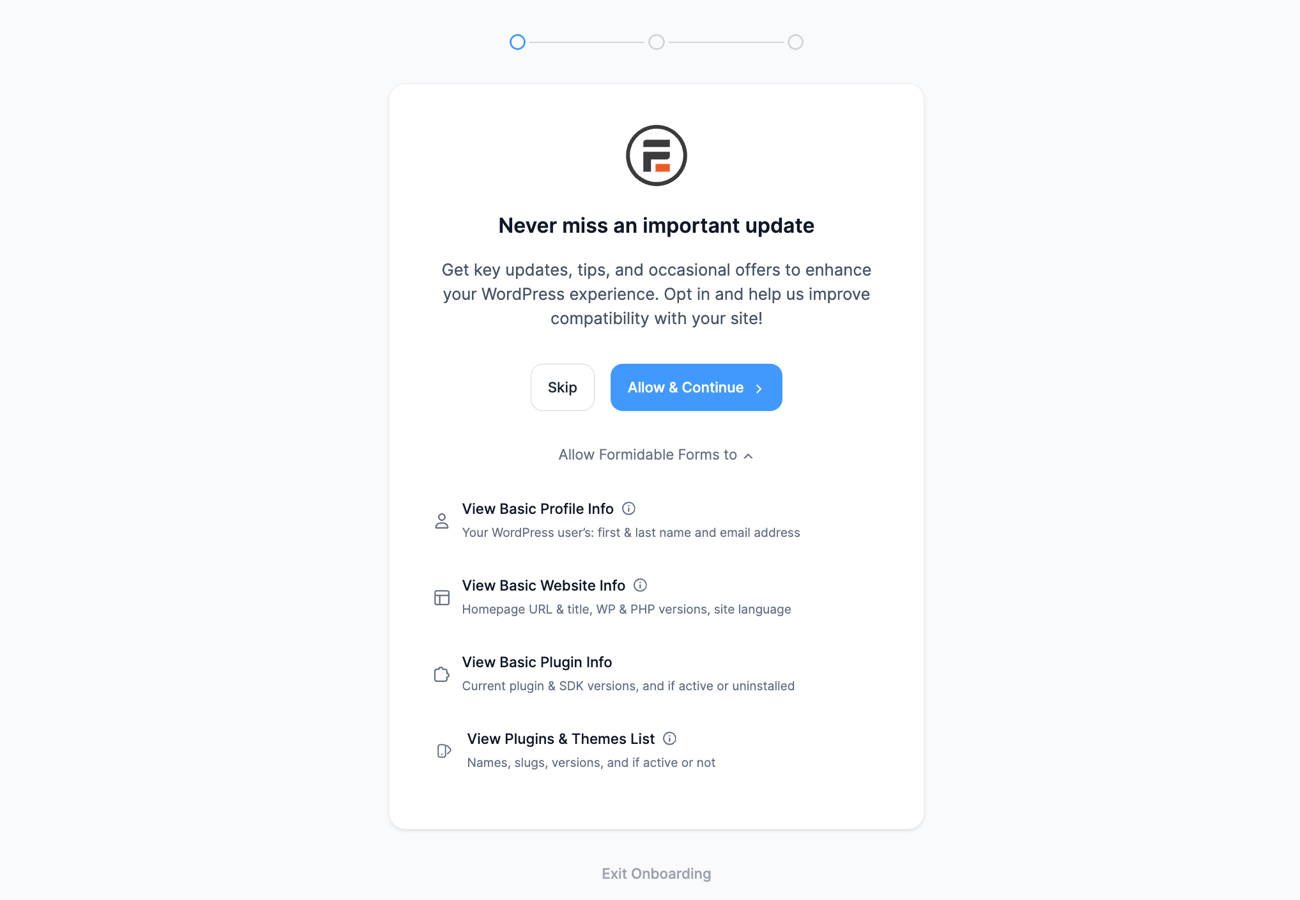 Opt in to enhance WordPress experience using the Onboarding Wizard