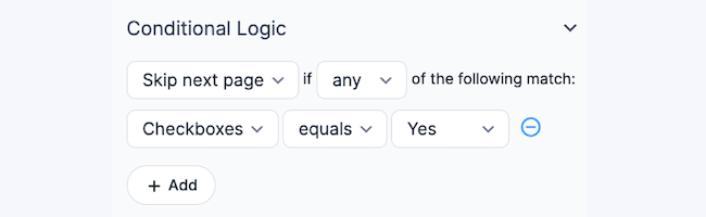 Page Break Conditional branching