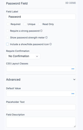 Password Field Options