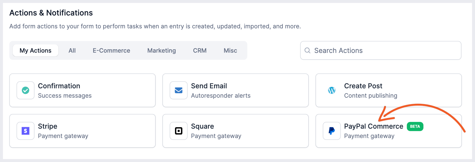 PayPal Commerce action