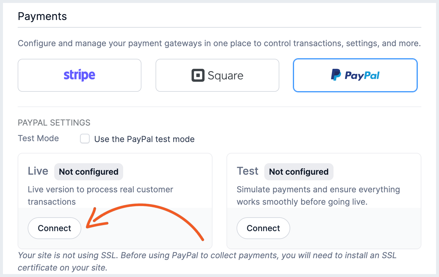 PayPal Commerce Global Settings