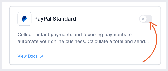 Install PayPal Standard legacy addon