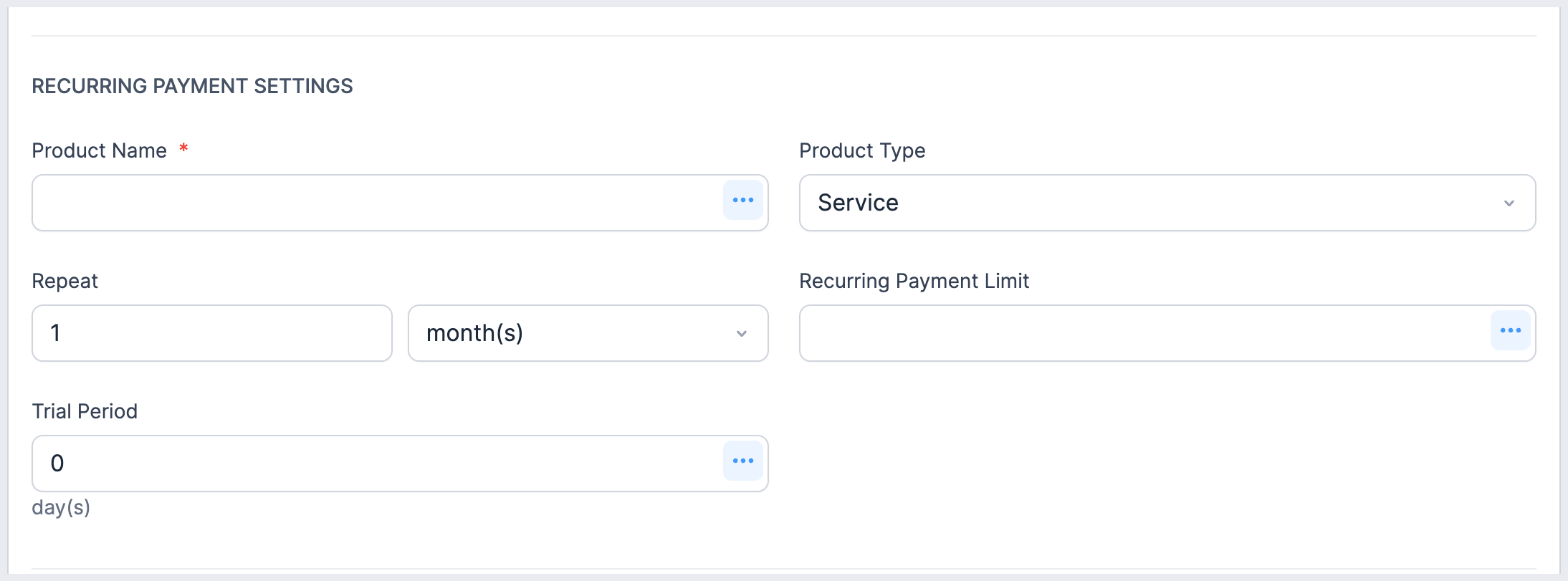 PayPal Commerce recurring settings