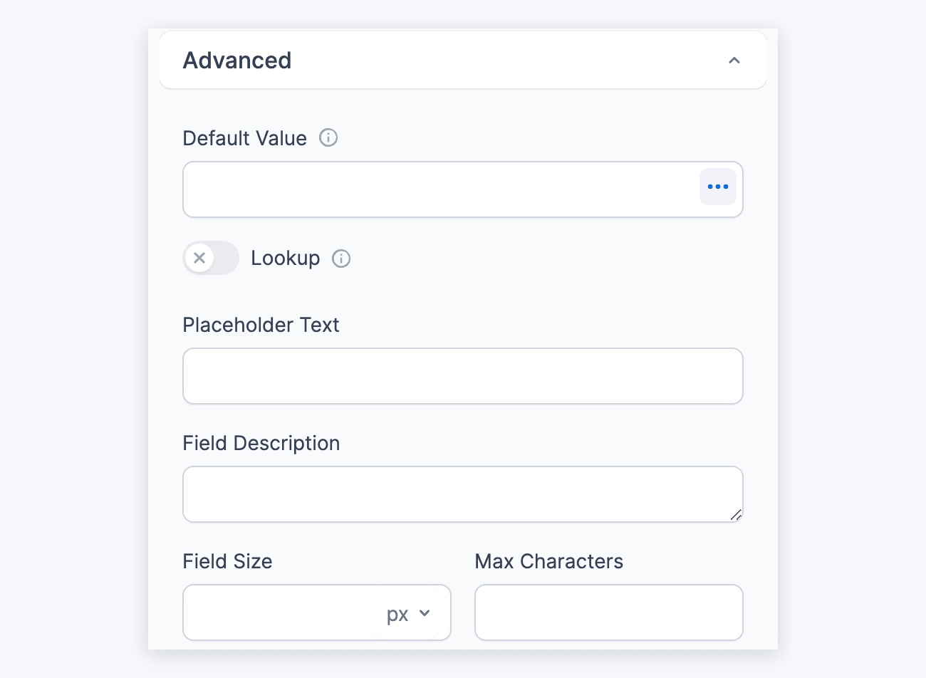 Phone Number Field Options - Advanced, Default Value to Max Characters