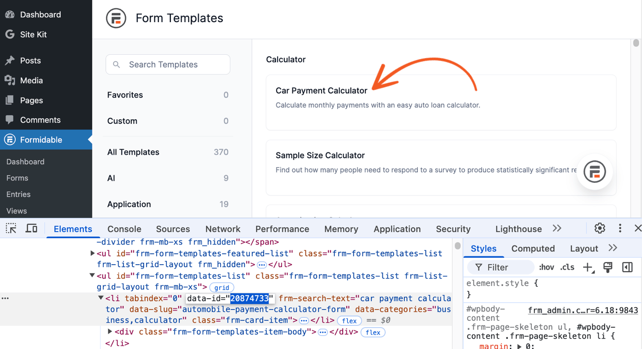 PHP examples - Find form template ID PHP examples - Find form template ID